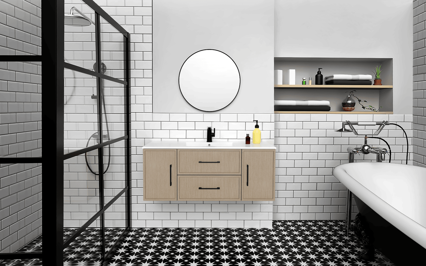 Cassidy 48" Slim Shaker Wall Mount Vanity - Flavia