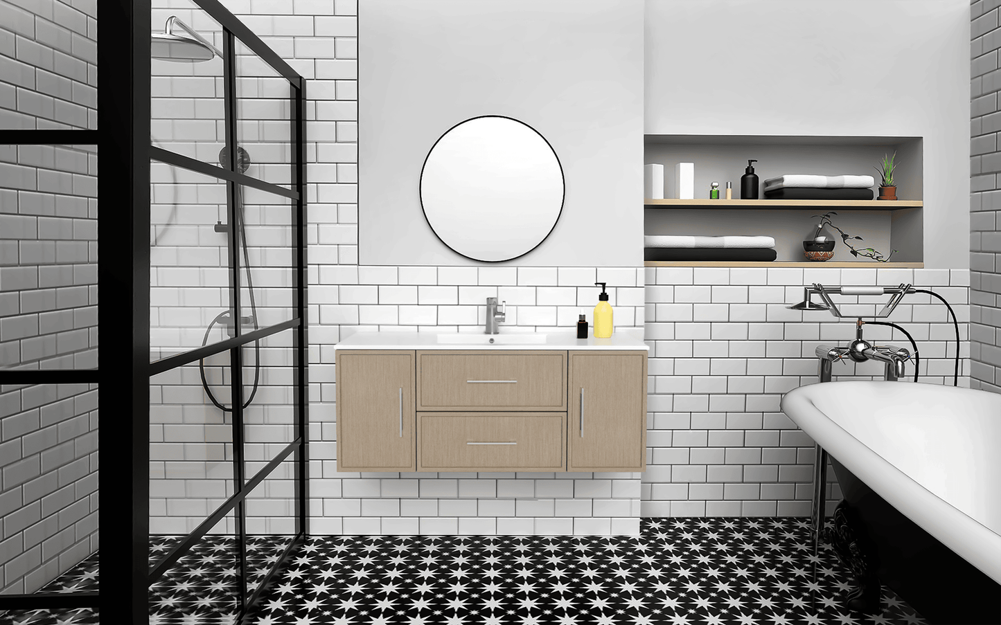 Cassidy 48" Slim Shaker Wall Mount Vanity - Flavia