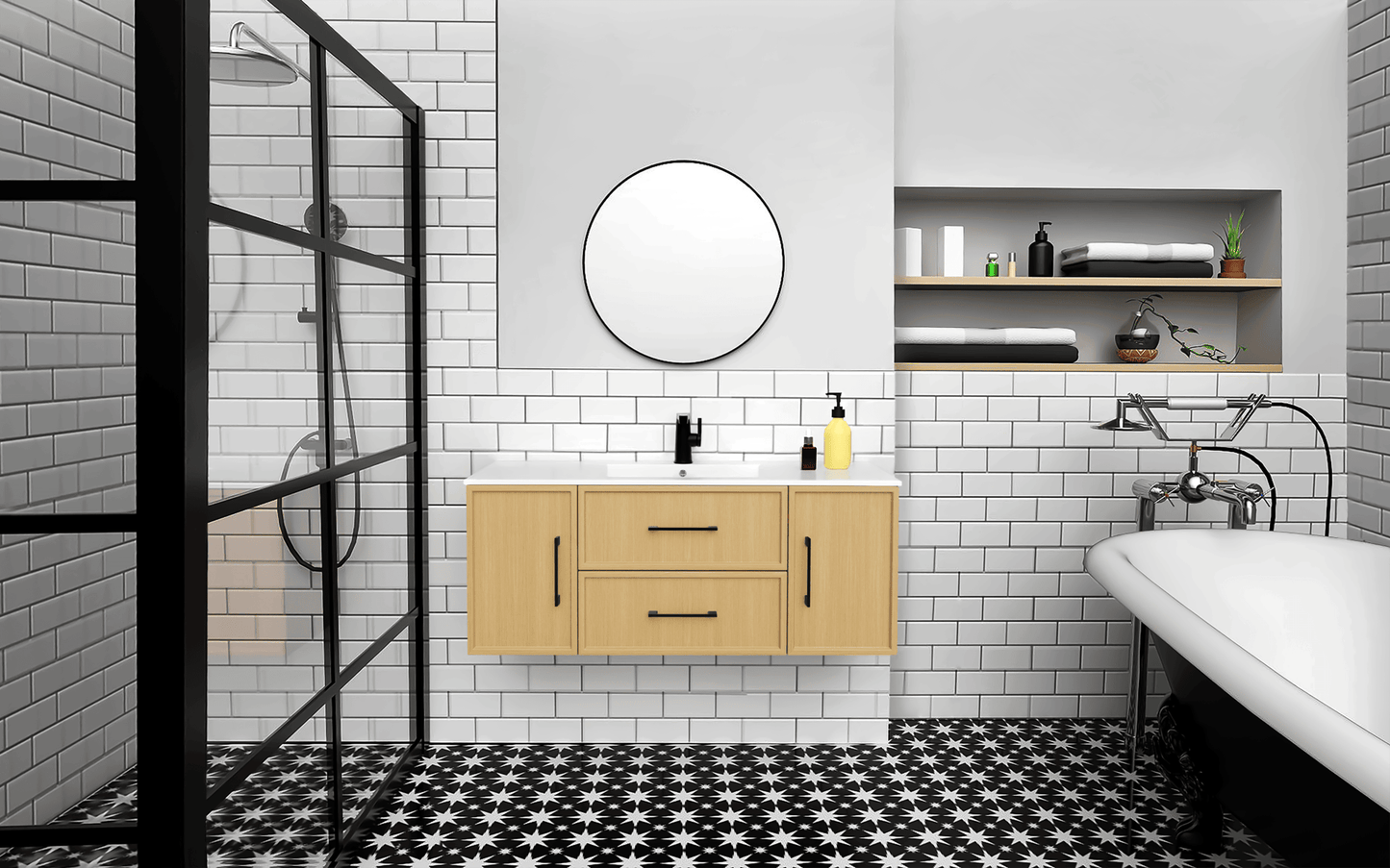 Cassidy 48" Slim Shaker Wall Mount Vanity - Natura