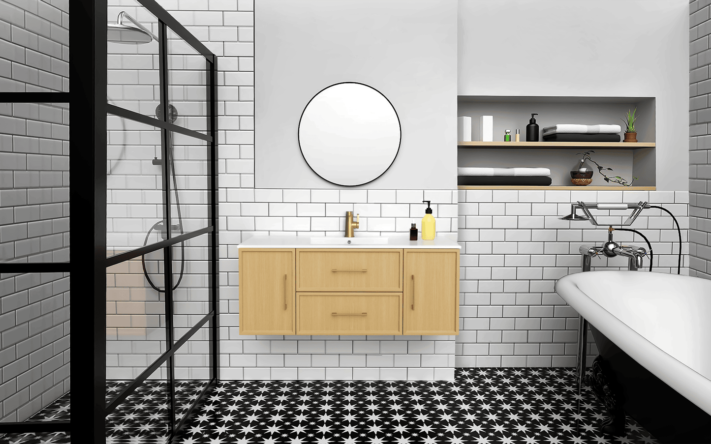 Cassidy 48" Slim Shaker Wall Mount Vanity - Natura