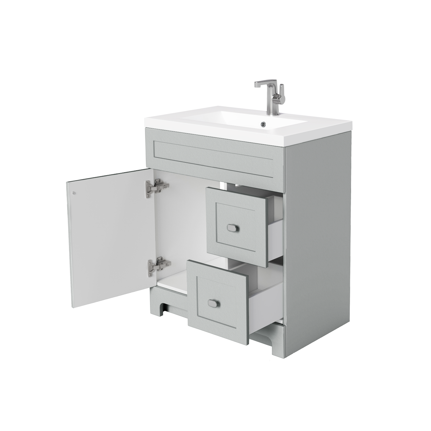 Daisy 30" Freestanding Cultured Marble Top Bathroom Vanity with Modern Shaker Doors - Canadian Grey