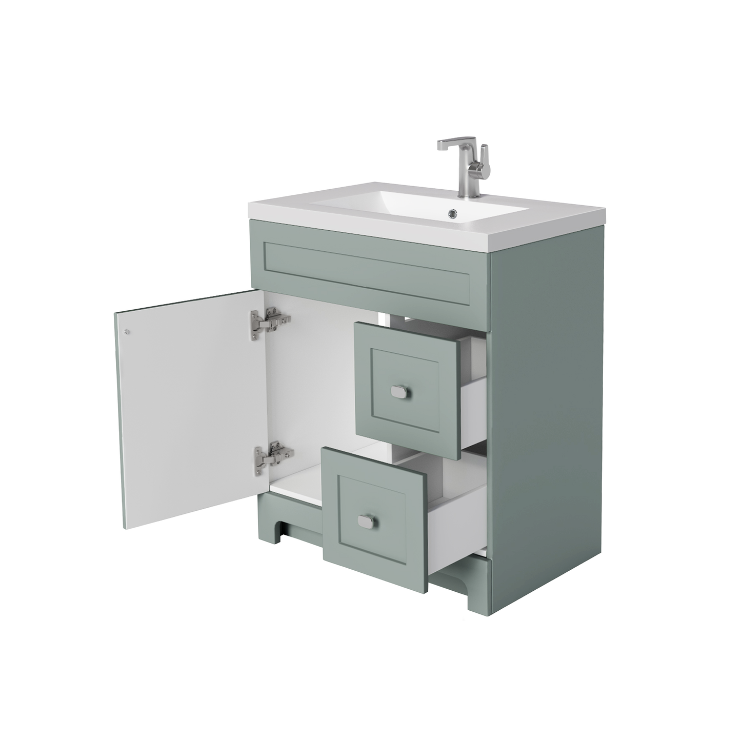 Daisy 30" Freestanding Cultured Marble Top Bathroom Vanity with Modern Shaker Doors - Serenity