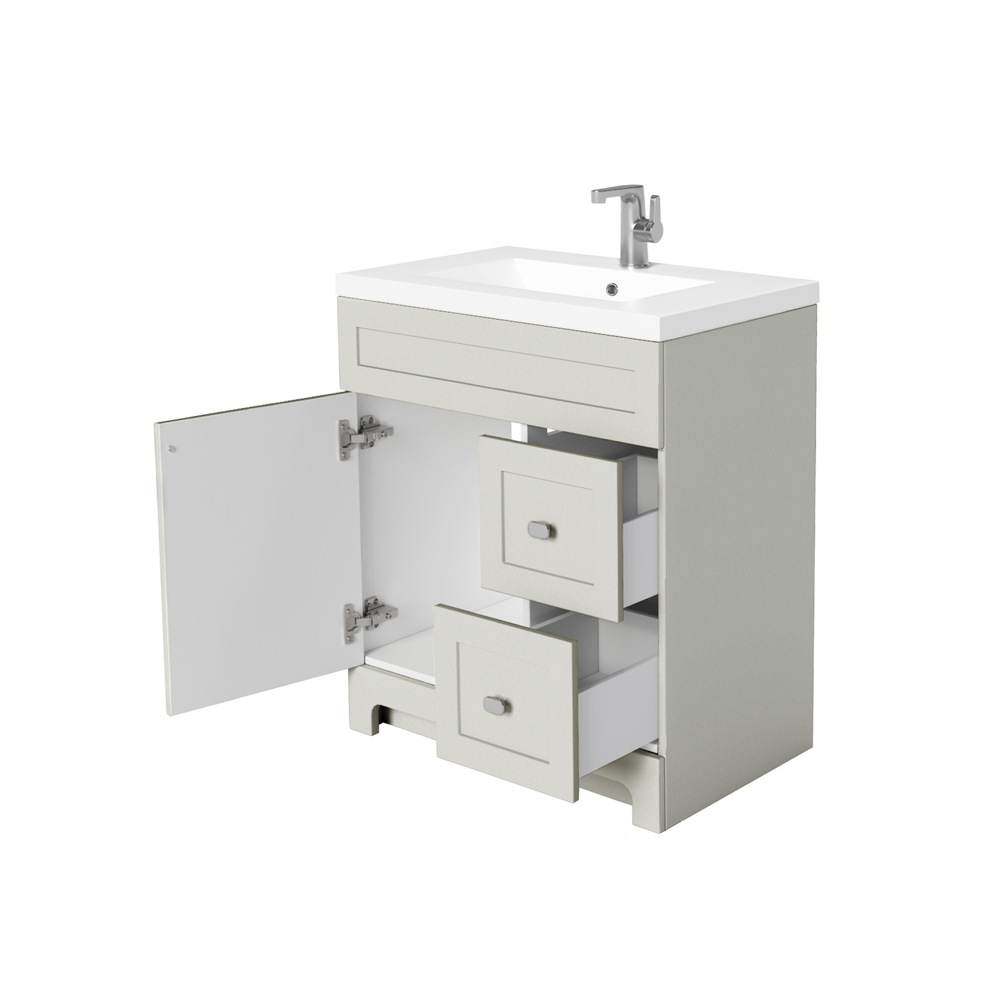 Daisy 30" Freestanding Cultured Marble Top Bathroom Vanity with Modern Shaker Doors - Willow Grey