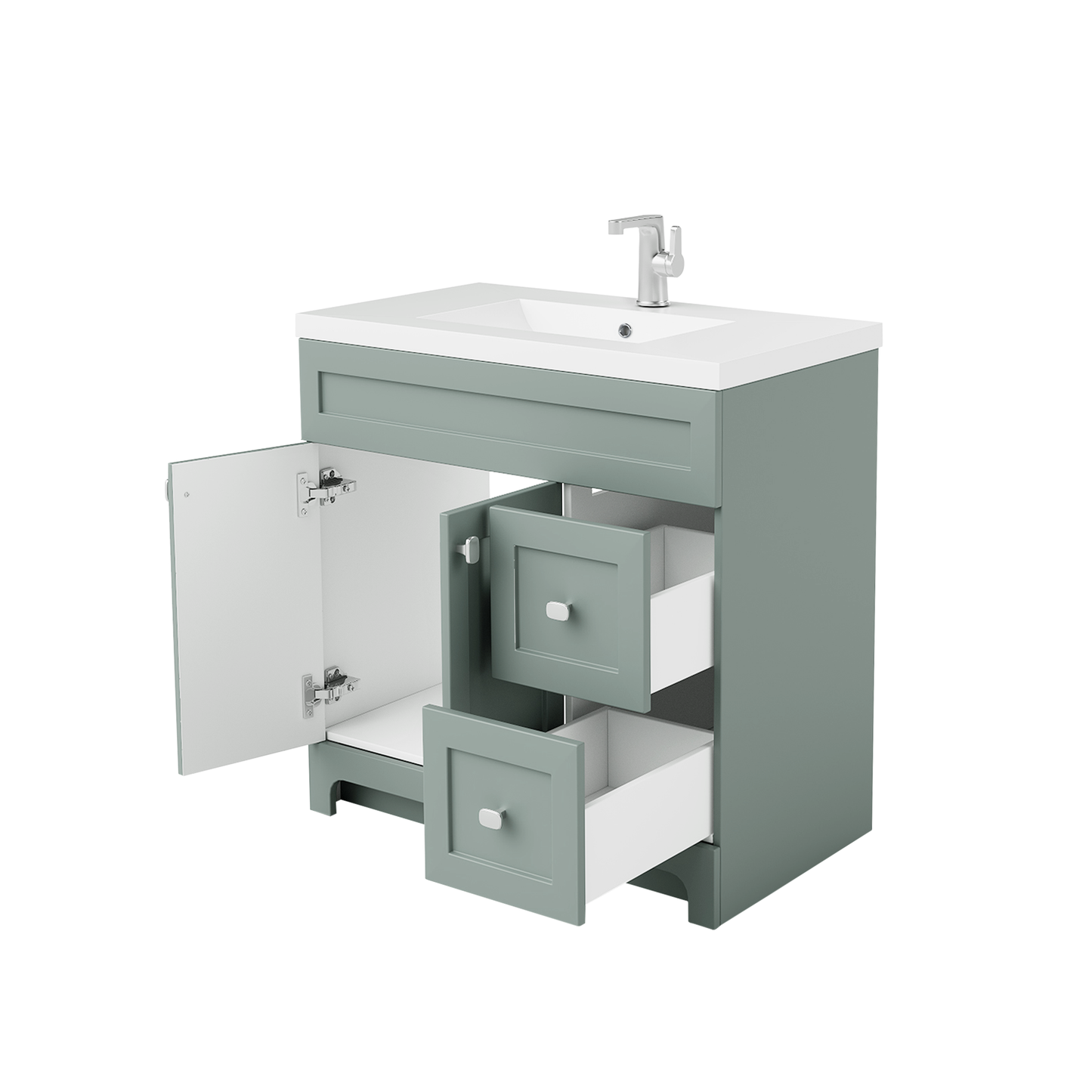 Daisy 36" Freestanding Cultured Marble Top Bathroom Vanity with Modern Shaker Doors - Serenity