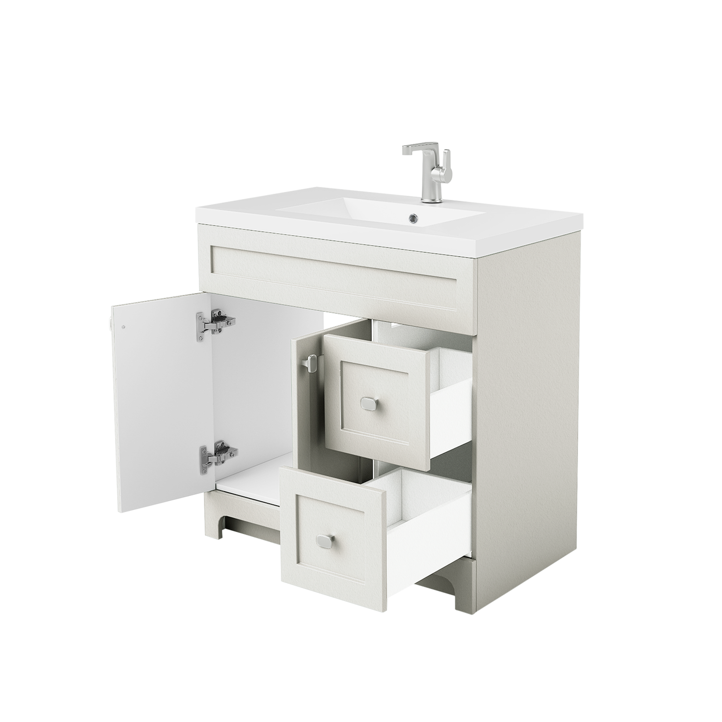 Daisy 36" Freestanding Cultured Marble Top Bathroom Vanity with Modern Shaker Doors - Willow Grey