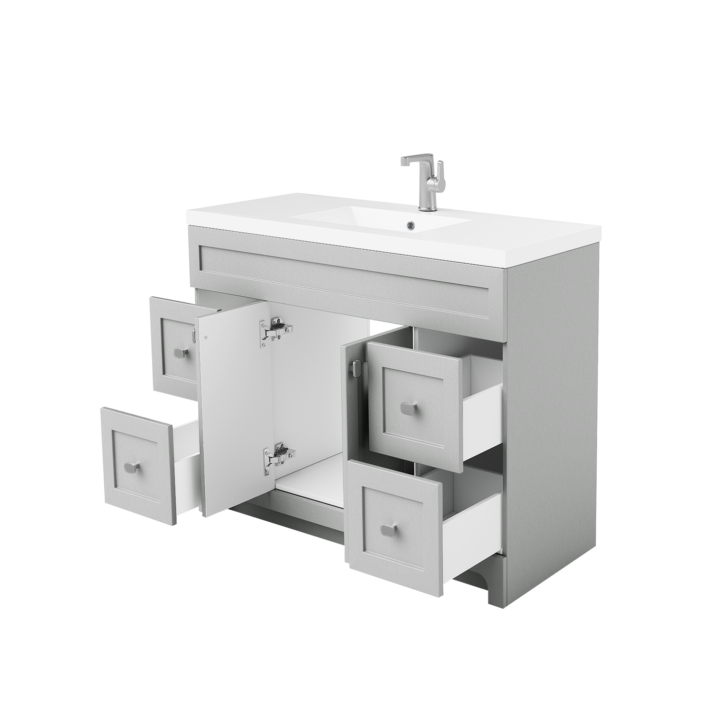 Daisy 48" Freestanding Cultured Marble Top Bathroom Vanity with Modern Shaker Doors - Canadian Grey