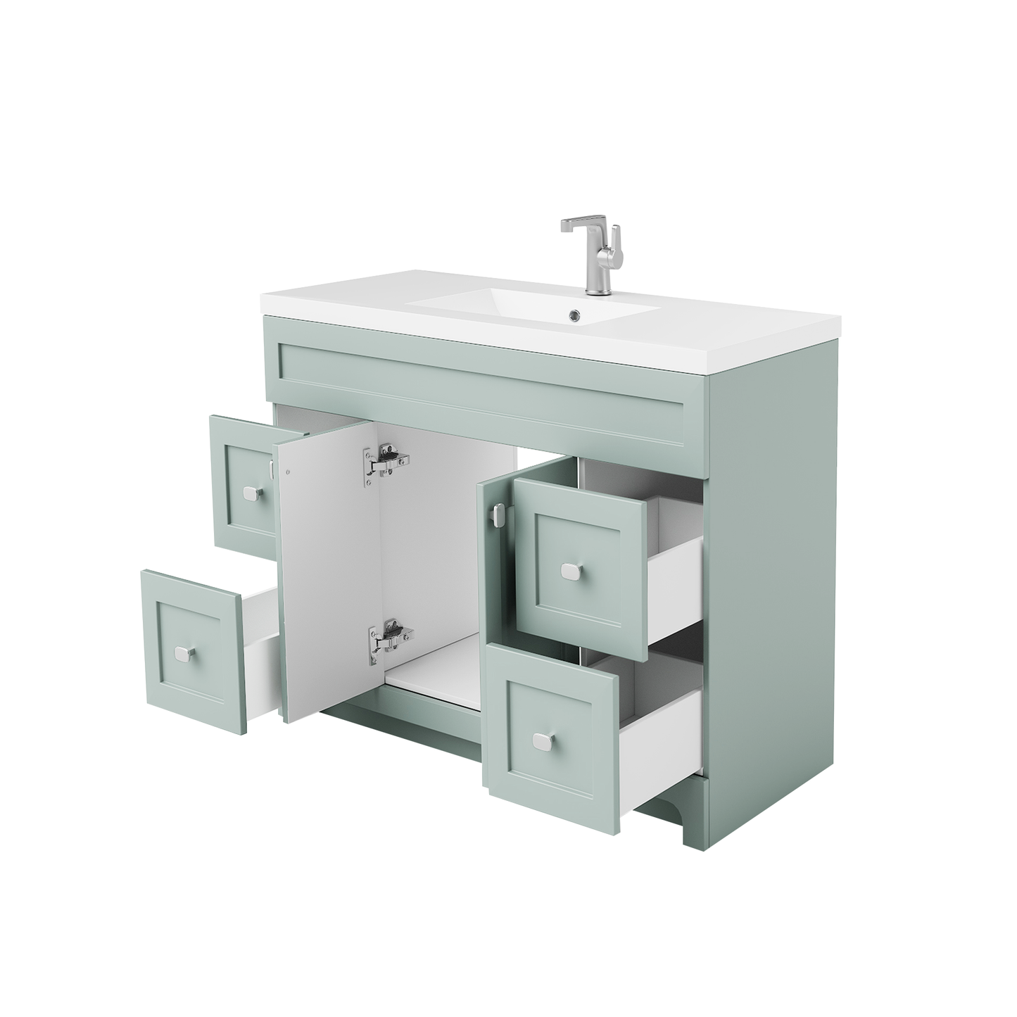 Daisy 48" Freestanding Cultured Marble Top Bathroom Vanity with Modern Shaker Doors - Sage