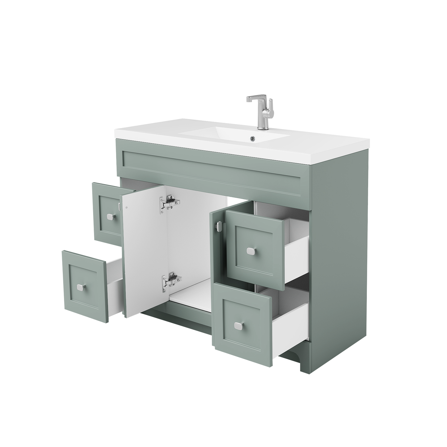 Daisy 48" Freestanding Cultured Marble Top Bathroom Vanity with Modern Shaker Doors - Serenity