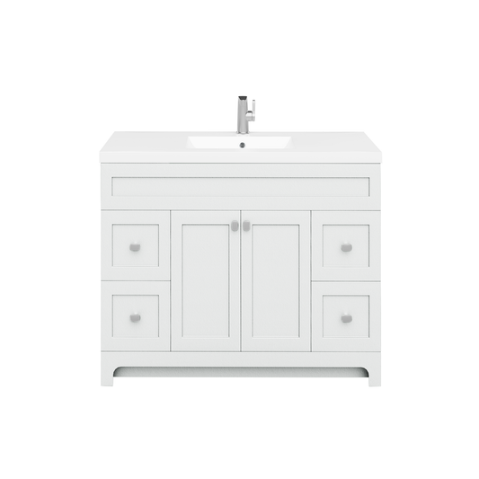 Daisy 48" Freestanding Vanity w/top and Modern Shaker Doors - White