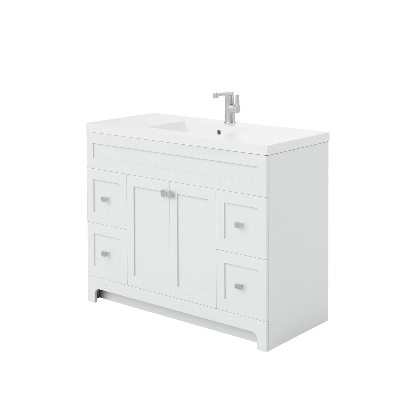 Daisy 48" Freestanding Vanity w/top and Modern Shaker Doors - White