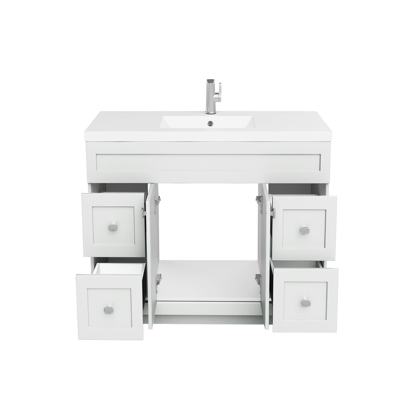 Daisy 48" Freestanding Vanity w/top and Modern Shaker Doors - White