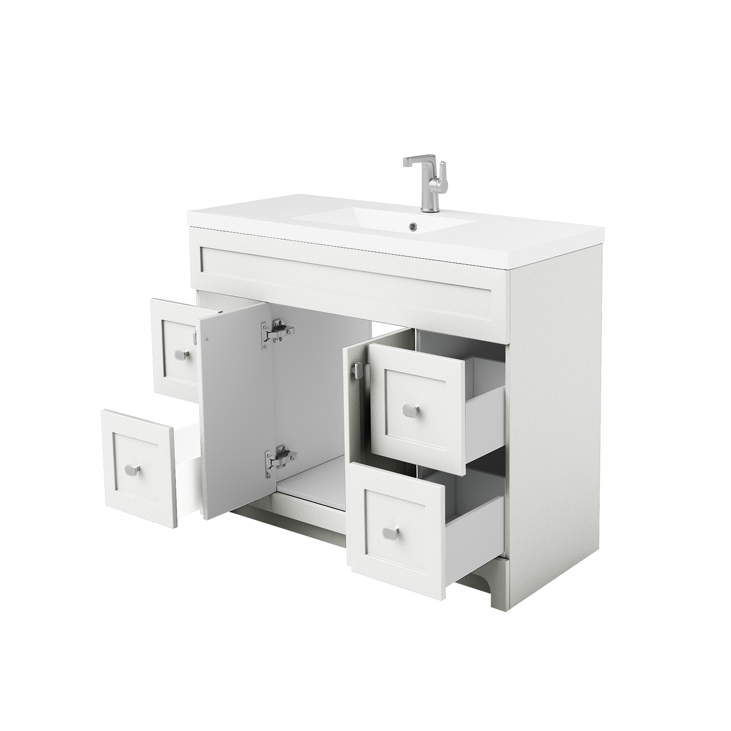 Daisy 48" Freestanding Cultured Marble Top Bathroom Vanity with Modern Shaker Doors - White