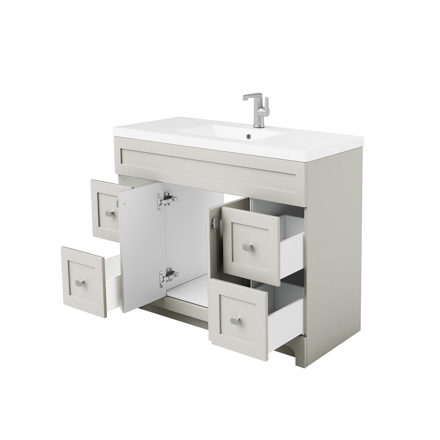 Daisy 48" Freestanding Cultured Marble Top Bathroom Vanity with Modern Shaker Doors - Willow Grey