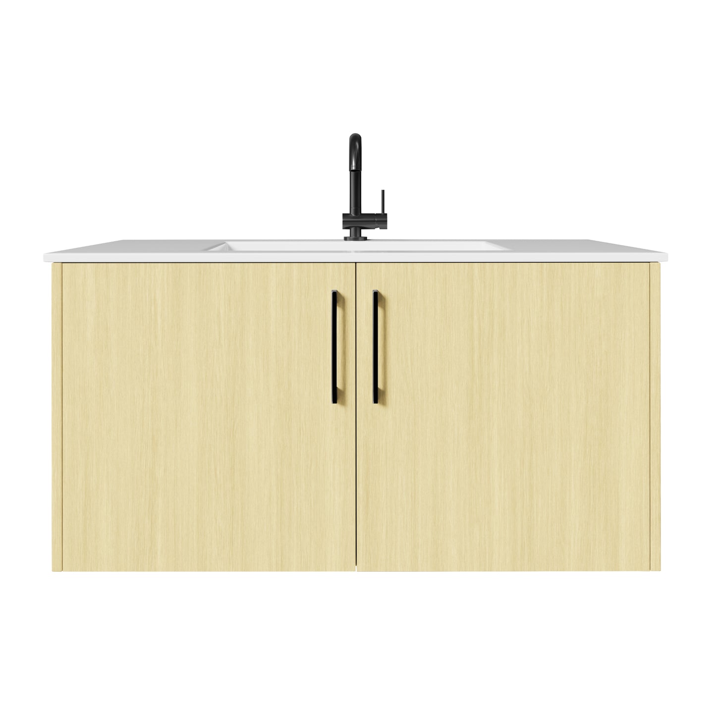 Bekka 36" Wall Mount Single Sink Cultured Marble Top Modern Bathroom Vanity - Lago