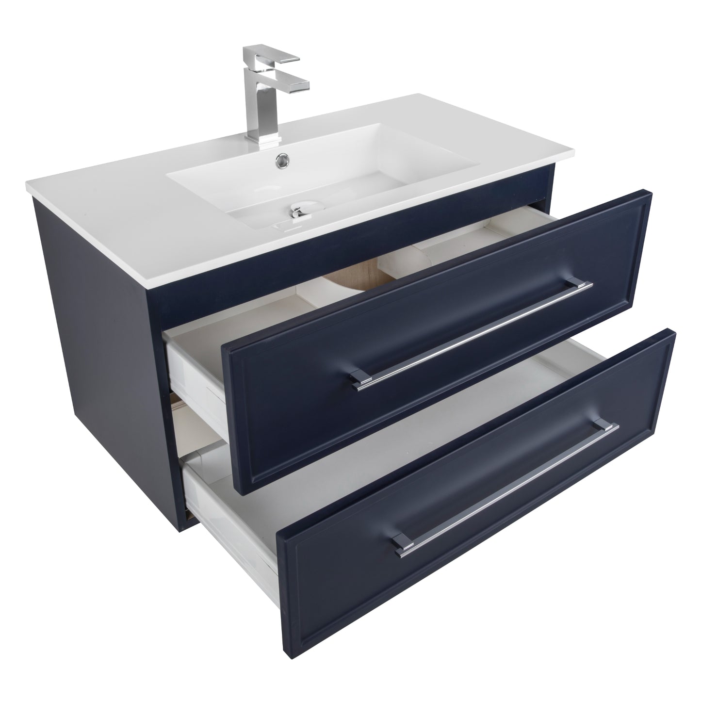 Milano 30" Single Sink Wall Mount Cultured Marble Top Shaker Vanity - Blue