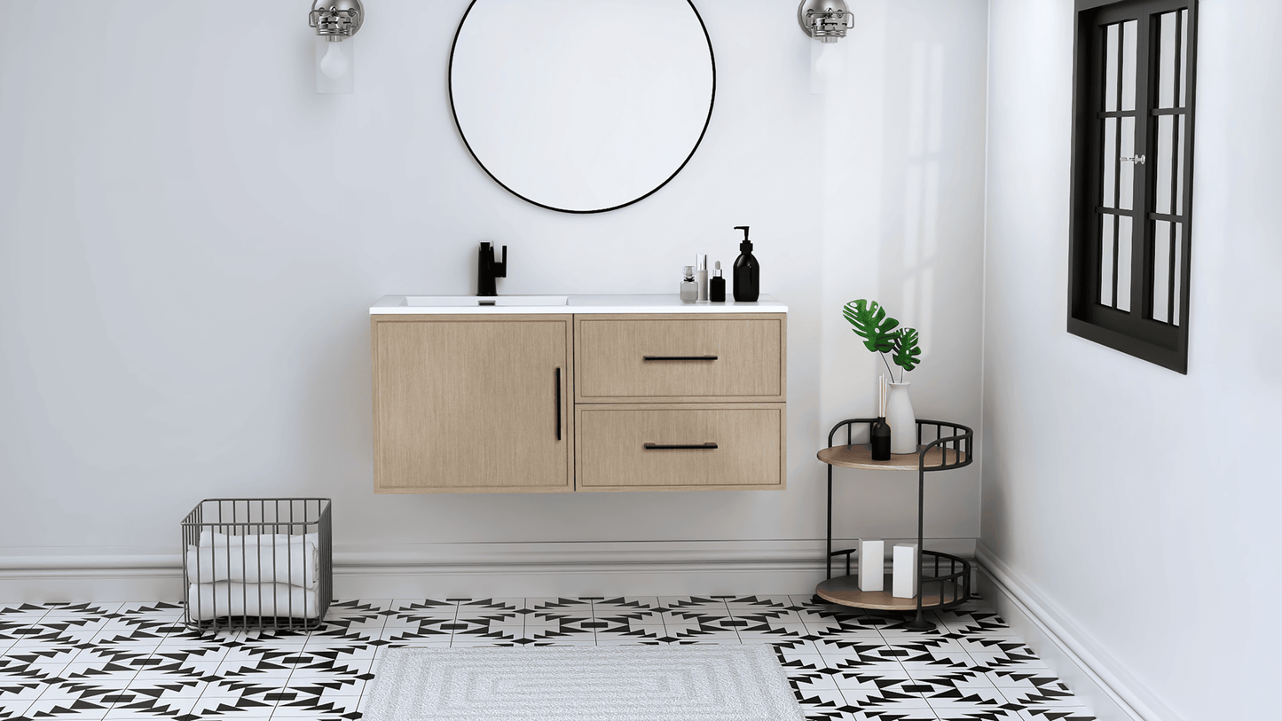 Razza 42" Slim Shaker Wall Mount Vanity with Offset Sink - Flavia