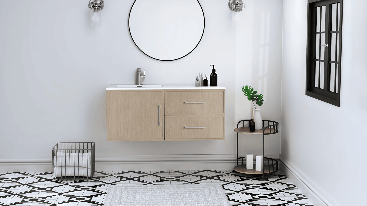 Razza 42" Slim Shaker Wall Mount Vanity with Offset Sink - Flavia