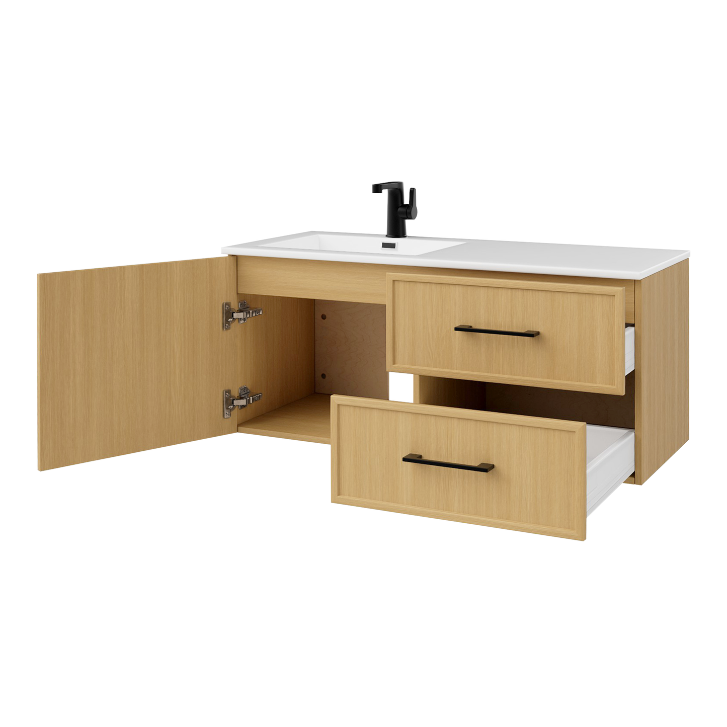 Razza 42" Slim Shaker Wall Mount Vanity with Offset Sink - Natura