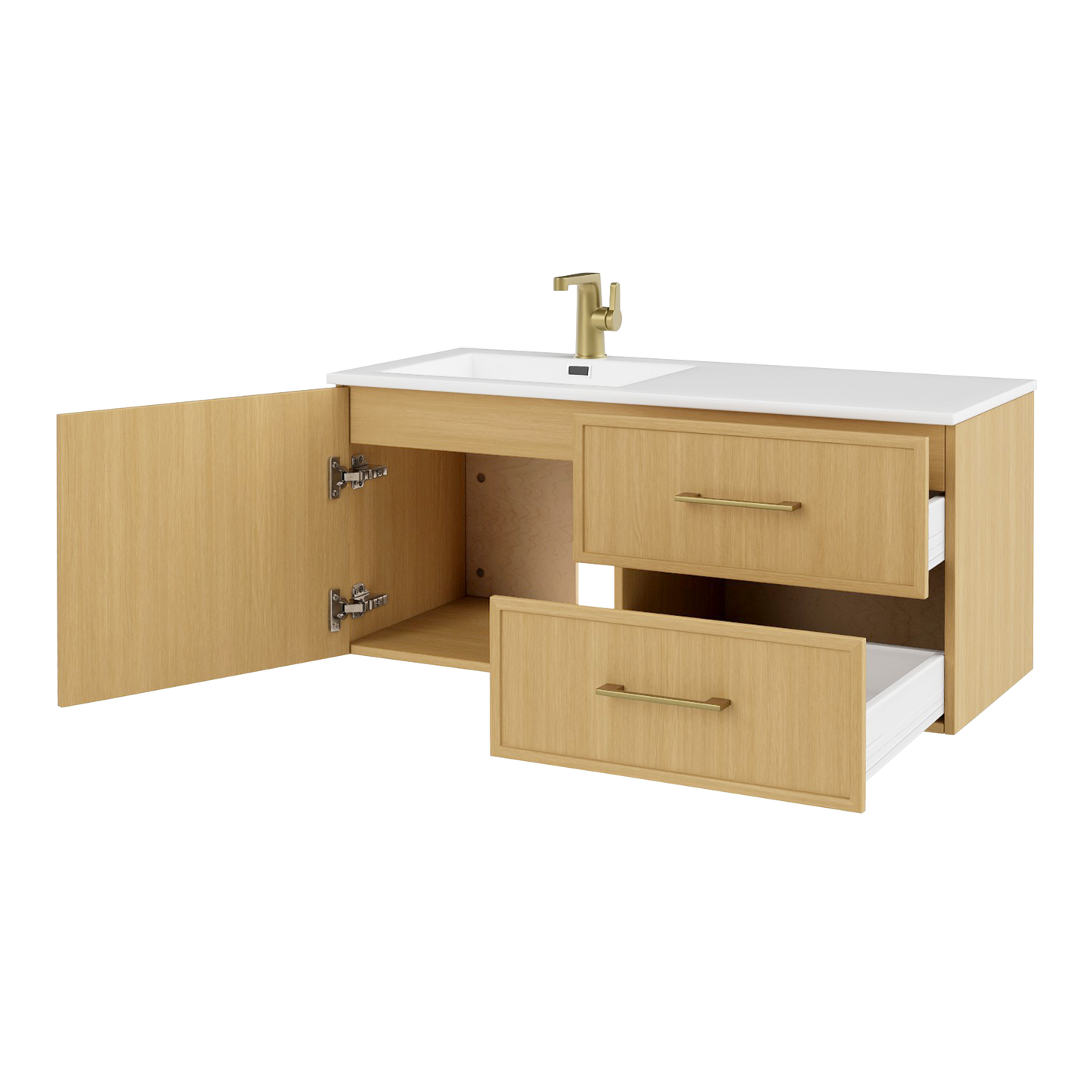 Razza 42" Slim Shaker Wall Mount Vanity with Offset Sink - Natura
