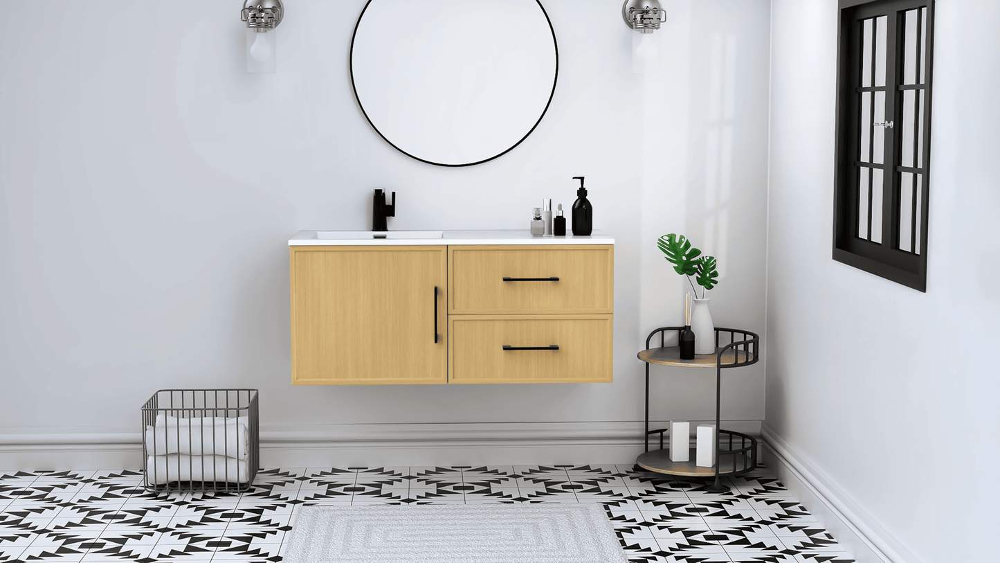 Razza 42" Slim Shaker Wall Mount Vanity with Offset Sink - Natura