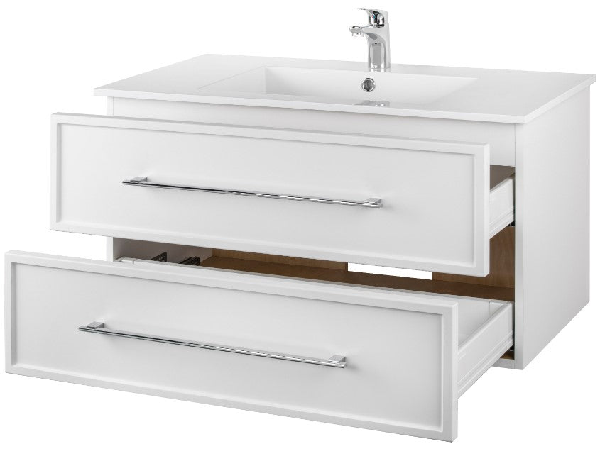 Milano 36" Wall Mount Shaker Vanity - White