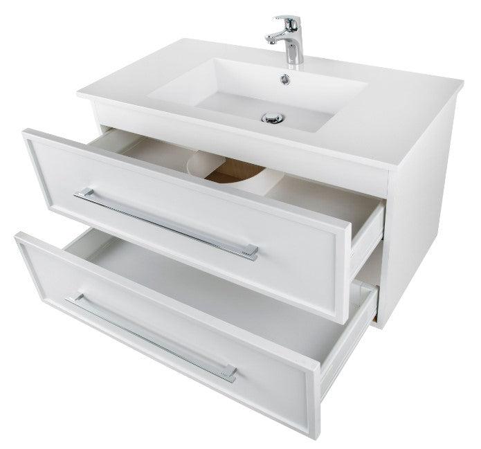 Milano 36" Wall Mount Shaker Vanity - White