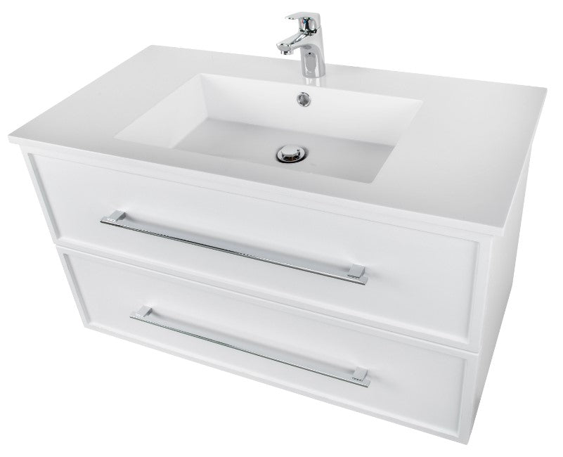 Milano 36" Wall Mount Shaker Vanity - White