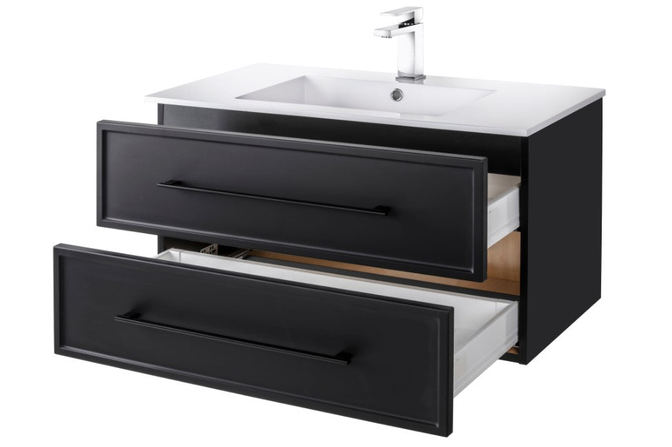 Milano 36" Wall Mount Shaker Vanity - Black