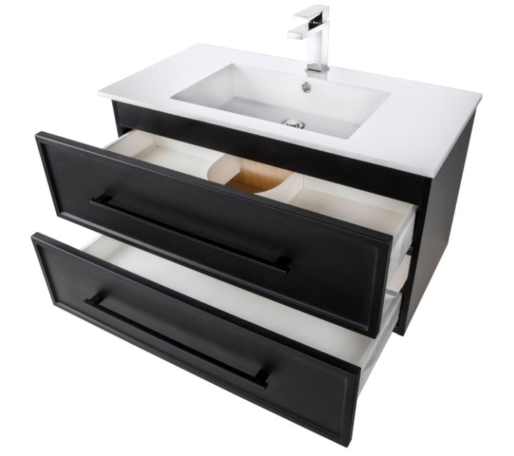 Milano 36" Wall Mount Shaker Vanity - Black