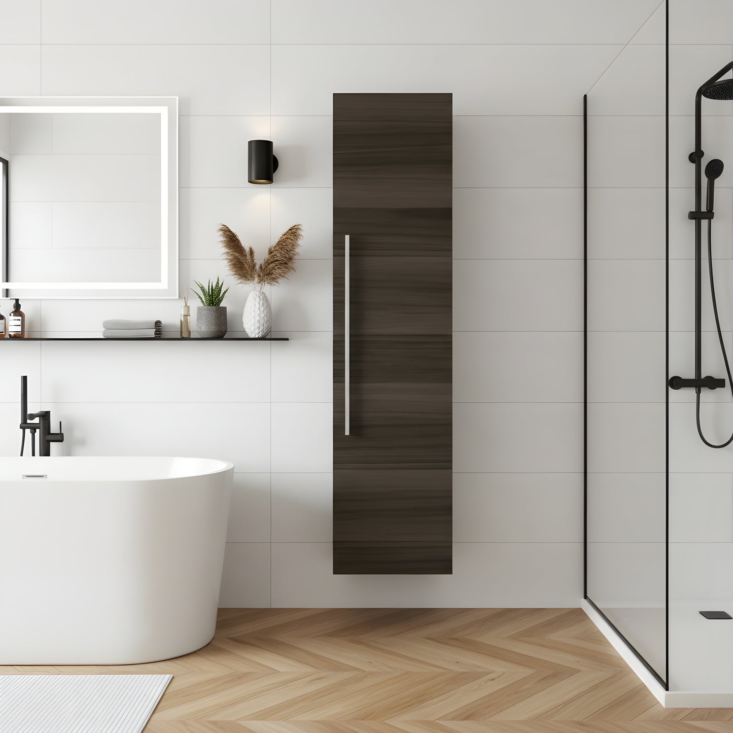 Silhouette 15" W x 48" H Wall Mounted Linen Cabinet - Zambukka