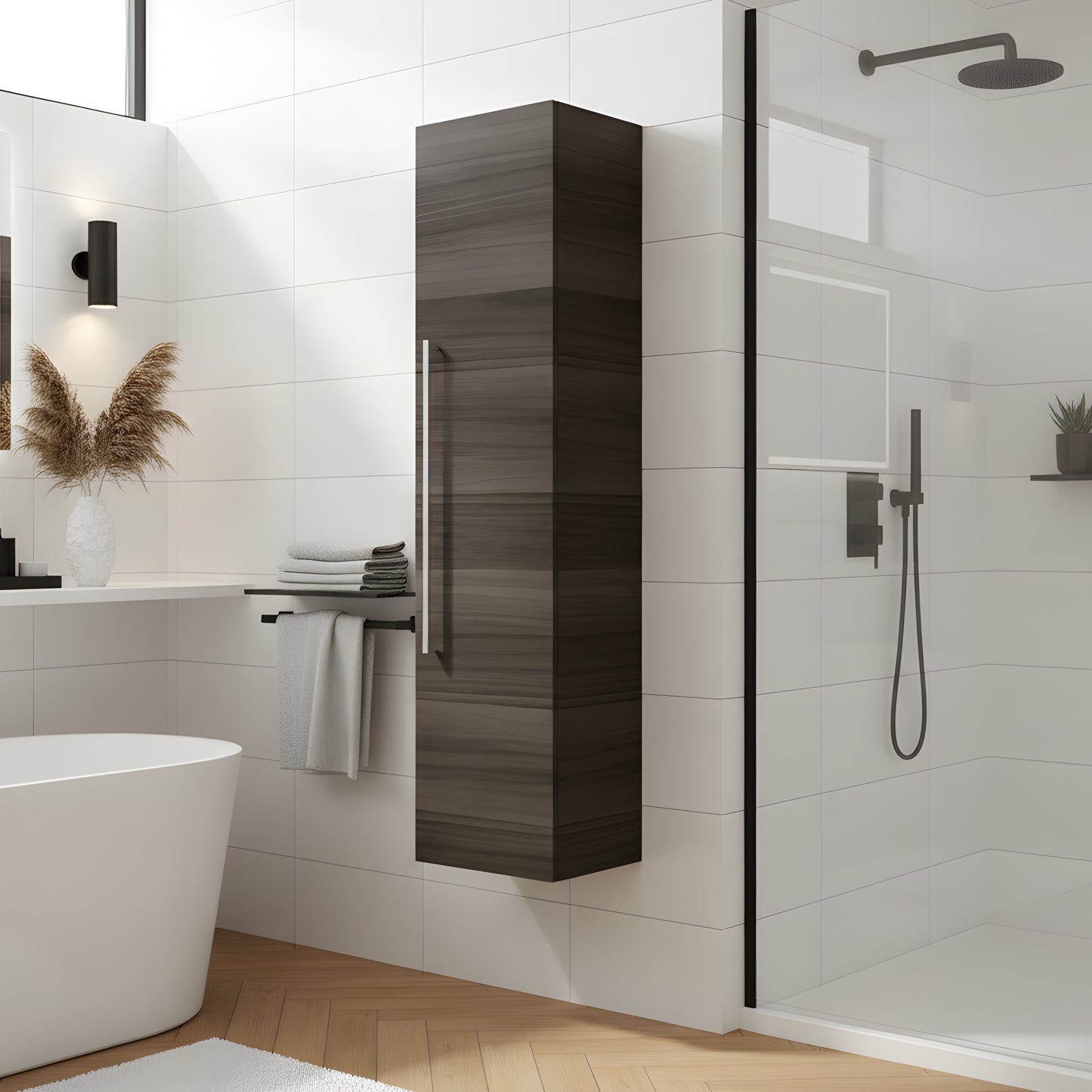 Silhouette 15" W x 48" H Wall Mounted Linen Cabinet - Zambukka