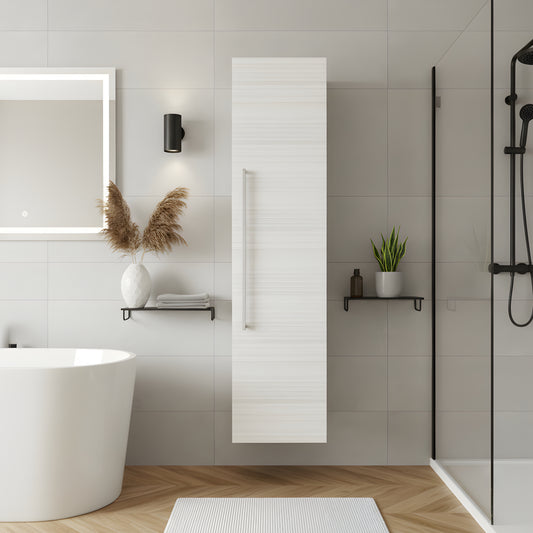 Silhouette 15" W x 48" H Wall Mounted Linen Cabinet - White Chocolate