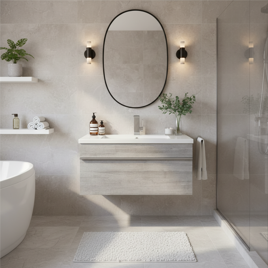 Trough 30" Wall Mount Modern Cultured Marble Top Bathroom Vanity - Soho