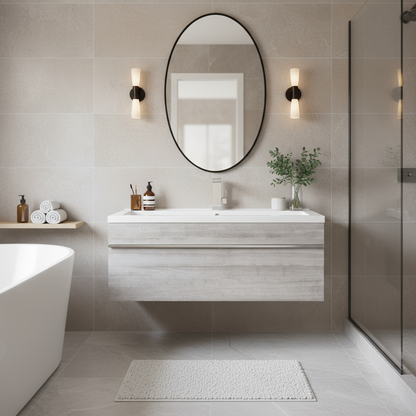 Trough 42" Wall Mount Modern Cultured Marble Top Bathroom Vanity - Soho