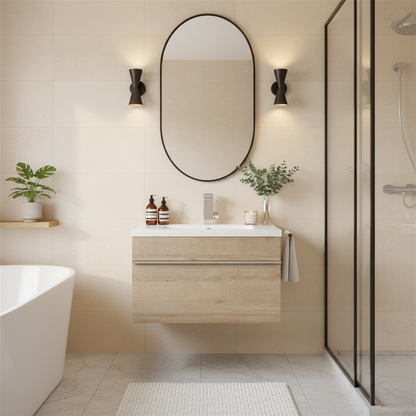 Trough 24" Wall Mount Modern Cultured Marble Top Bathroom Vanity - Organic