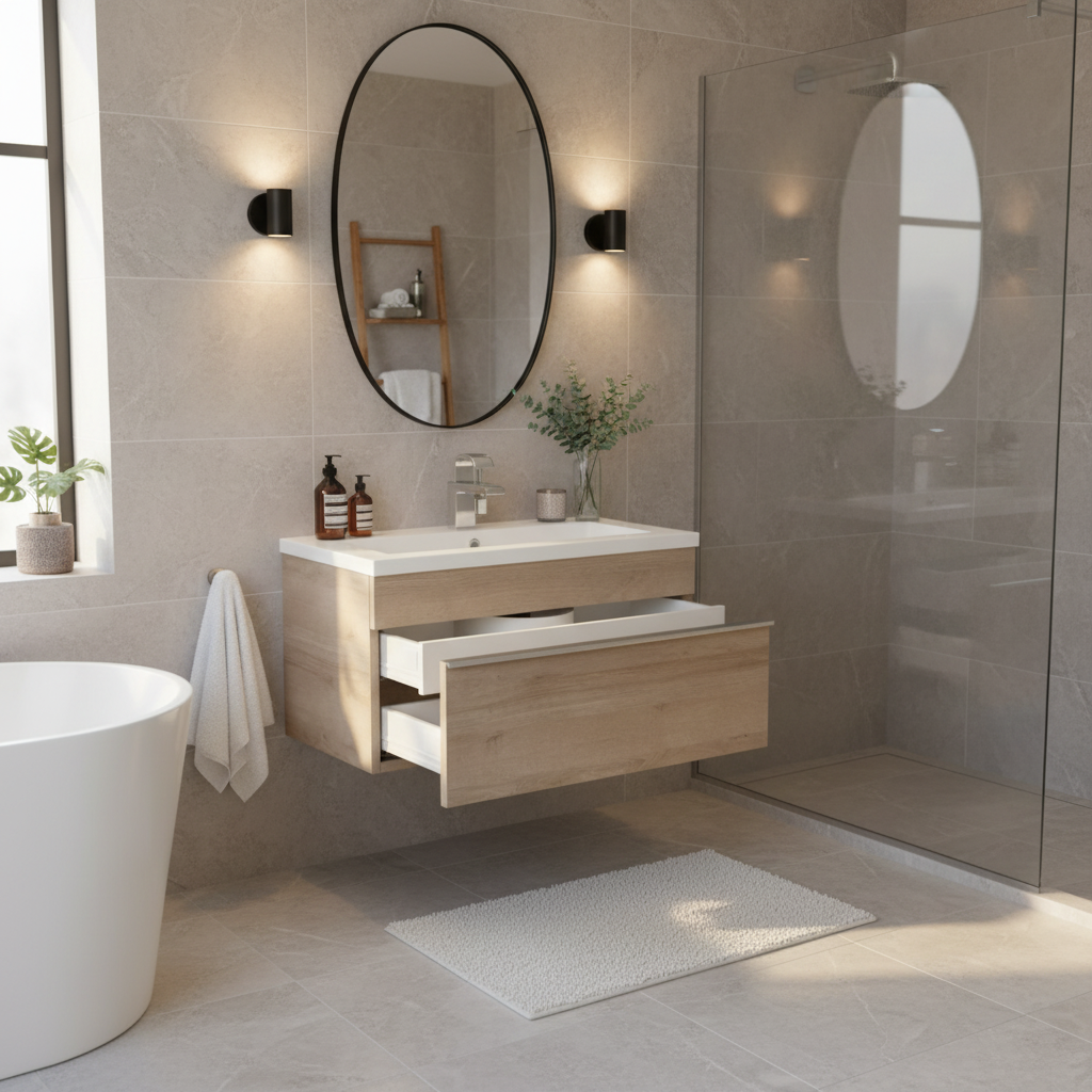 Trough 30" Wall Mount Modern Cultured Marble Top Bathroom Vanity - Organic