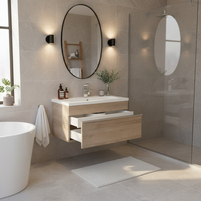 Trough 30" Wall Mount Modern Cultured Marble Top Bathroom Vanity - Organic