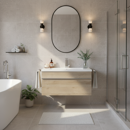 Trough 30" Wall Mount Modern Cultured Marble Top Bathroom Vanity - Organic