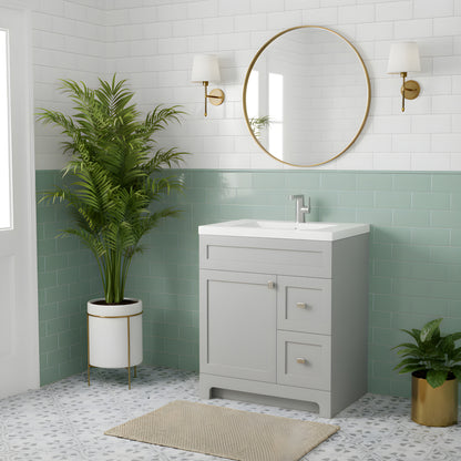 Daisy 30" Freestanding Cultured Marble Top Bathroom Vanity with Modern Shaker Doors - Canadian Grey