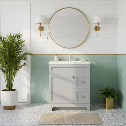 Daisy 30" Freestanding Cultured Marble Top Bathroom Vanity with Modern Shaker Doors - Canadian Grey