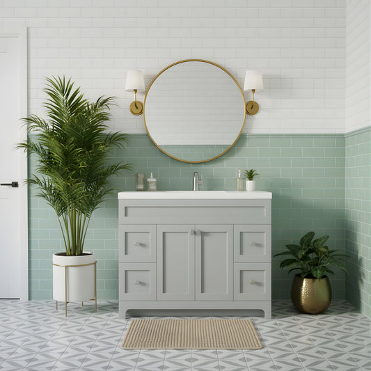 Daisy 48" Freestanding Cultured Marble Top Bathroom Vanity with Modern Shaker Doors - Canadian Grey