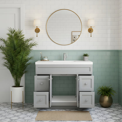 Daisy 48" Freestanding Cultured Marble Top Bathroom Vanity with Modern Shaker Doors - Canadian Grey