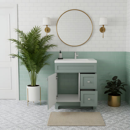 Daisy 30" Freestanding Cultured Marble Top Bathroom Vanity with Modern Shaker Doors - Serenity