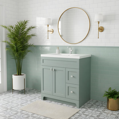 Daisy 36" Freestanding Cultured Marble Top Bathroom Vanity with Modern Shaker Doors - Serenity