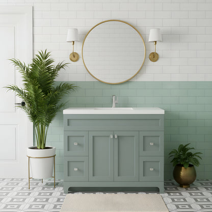Daisy 48" Freestanding Cultured Marble Top Bathroom Vanity with Modern Shaker Doors - Serenity