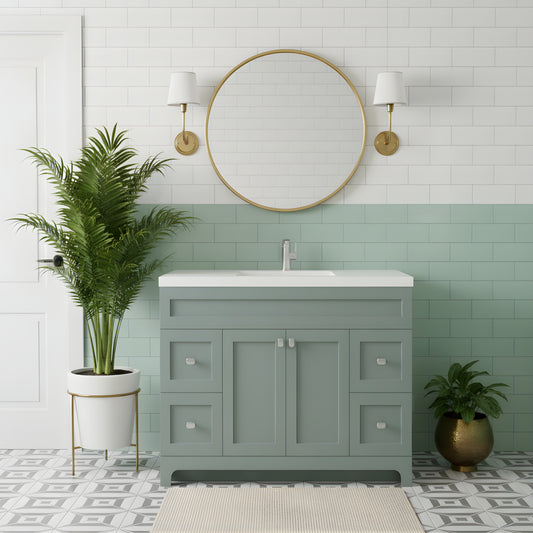 Daisy 48" Freestanding Cultured Marble Top Bathroom Vanity with Modern Shaker Doors - Serenity