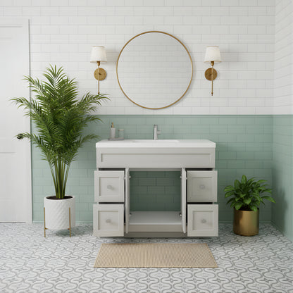 Daisy 48" Freestanding Cultured Marble Top Bathroom Vanity with Modern Shaker Doors - Willow Grey