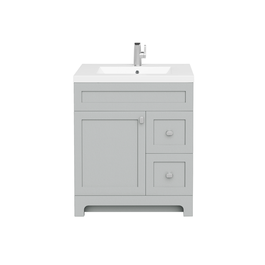 Daisy 30" Freestanding Vanity w/top and Modern Shaker Doors - Canadian Grey