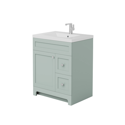 Daisy 30" Freestanding Vanity w/top and Modern Shaker Doors - Sage