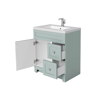 Daisy 30" Freestanding Vanity w/top and Modern Shaker Doors - Sage